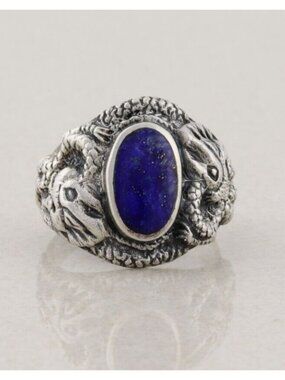 Sterling Silver Natural Lapis Lazuli Ring Size 9 1/4